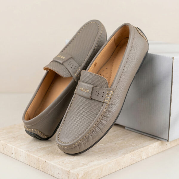 Men's Premium Grey Leather-Style Loafer